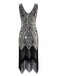 White 1920s Sequined Fringe Dress, classic 1920s style elegant retro fashion - Image 6