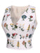 White 1950s Floral Embroidery Crop Top - vintage fashion, retro style, pure white