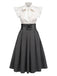 White & Gray 1950s Lace-Up Swing Dress, vintage dress, retro fashion, rockabilly, pin-up fashion - perfect for women who love vintage and retro fashion