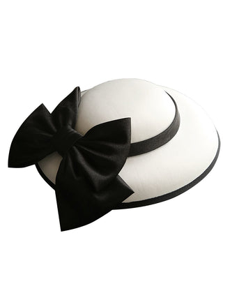 White Retro Bow Knot Wedding Hat - vintage fashion, retro style, pure white