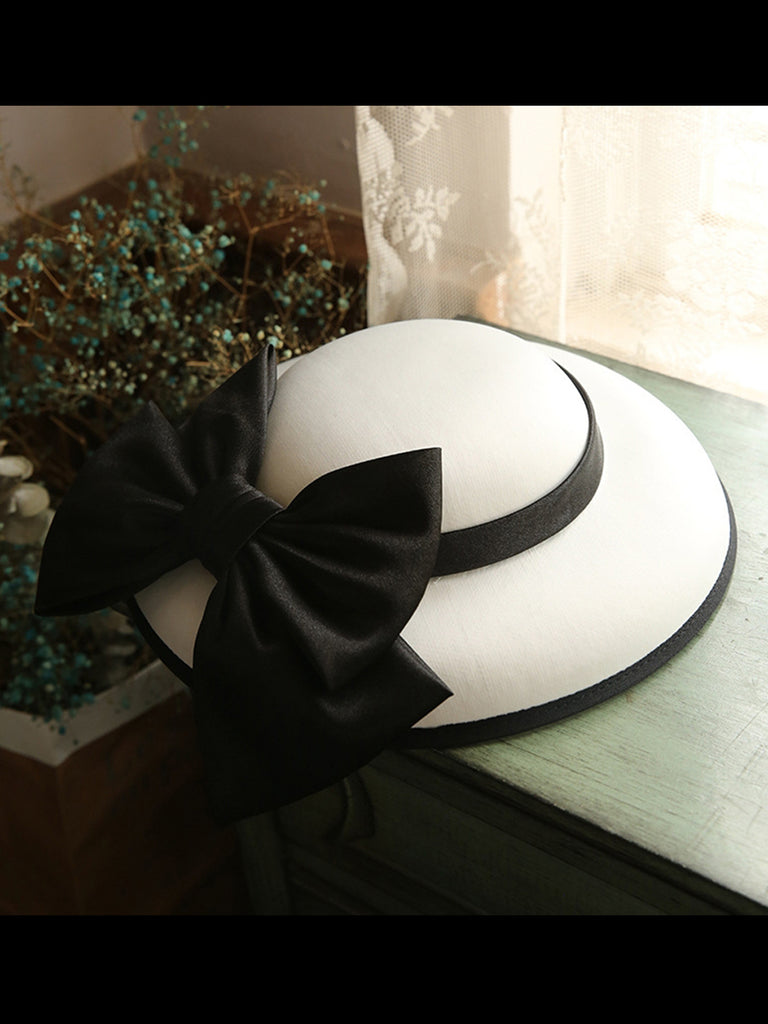 White Retro Bow Knot Wedding Hat - vintage fashion, retro style, pure white