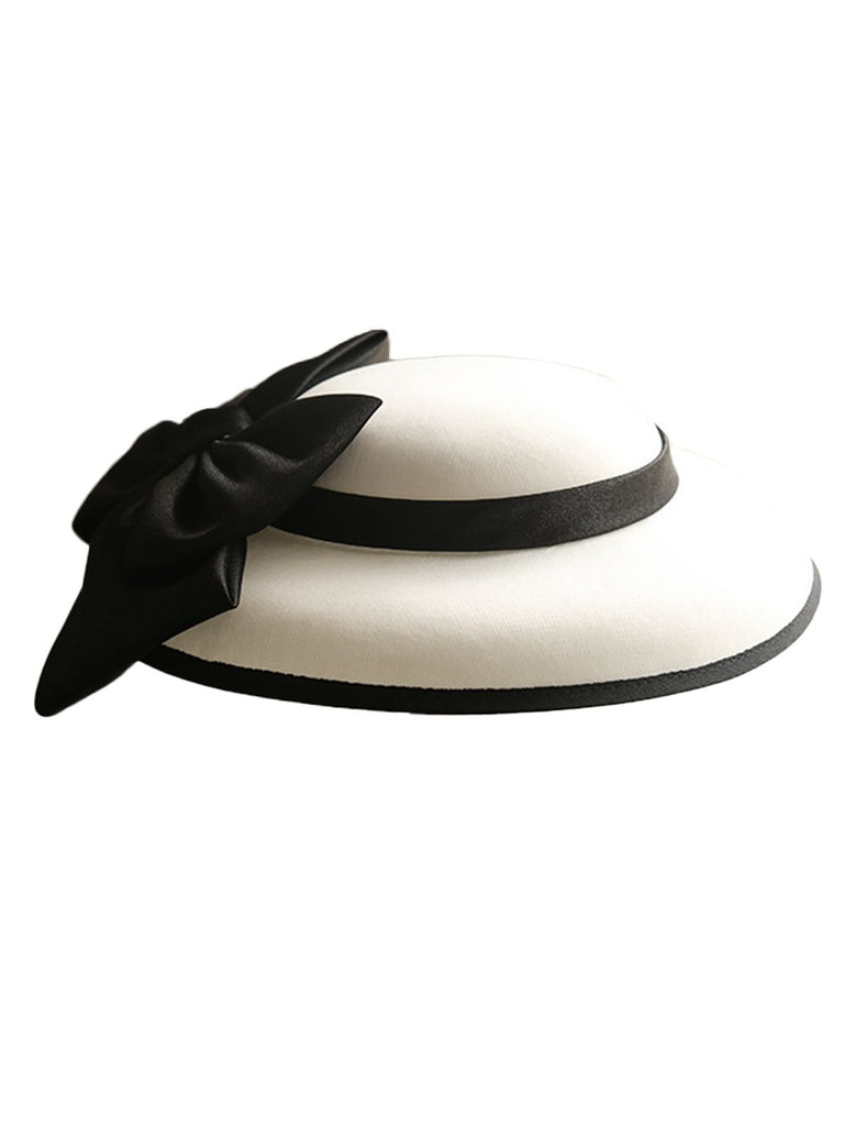 White Retro Bow Knot Wedding Hat - vintage fashion, retro style, pure white