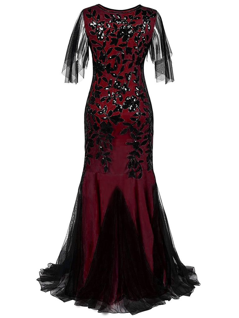 Wine Red 1920s Sequin Maxi Gowns Dress: timeless style reimagined