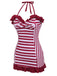 Wine Red 1950s Stripe Heart Collar Swimsuit: timeless style reimagined