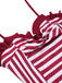 Wine Red 1950s Stripe Heart Collar Swimsuit: timeless style reimagined