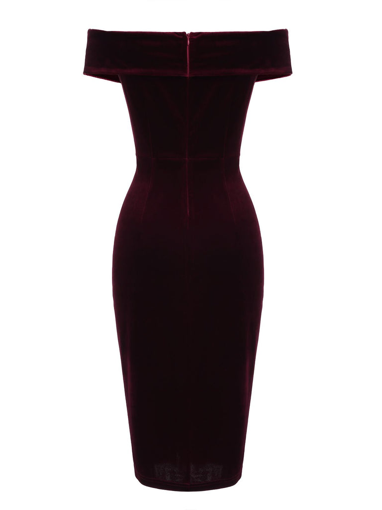 Wine Red 1960s Velvet Bodycon Dress: timeless style reimagined
