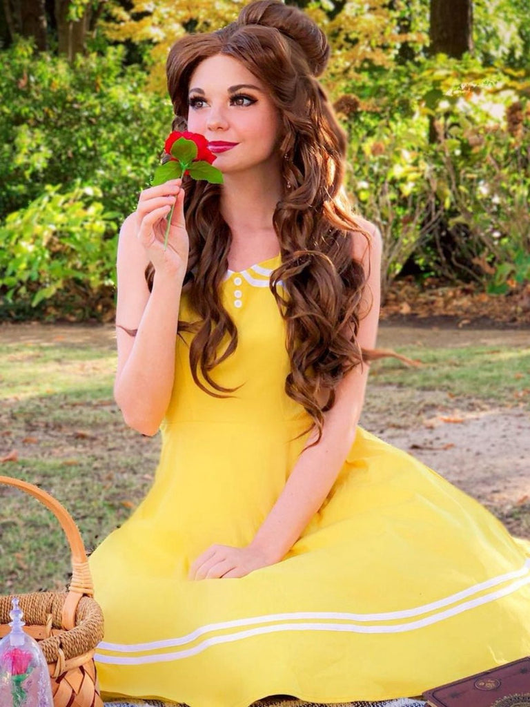 Yellow 1950s Halter Swing Dress: timeless style reimagined