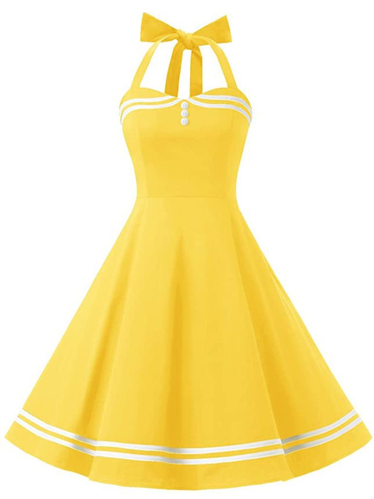 Yellow 1950s Halter Swing Dress — vintage elegance for the modern woman