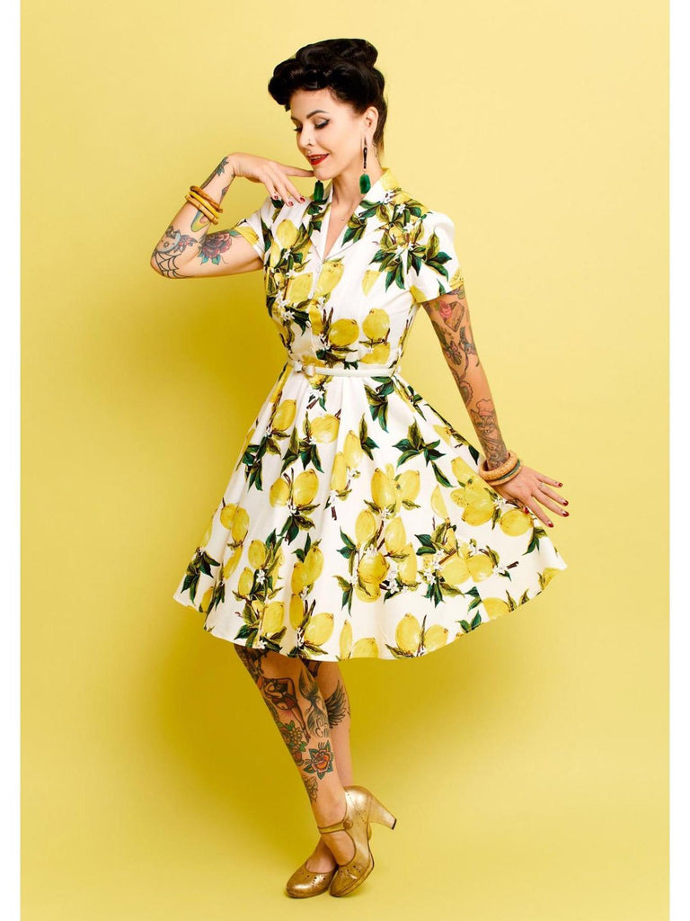 Yellow 1950s Lemon Bow Swing Dress: timeless style reimagined