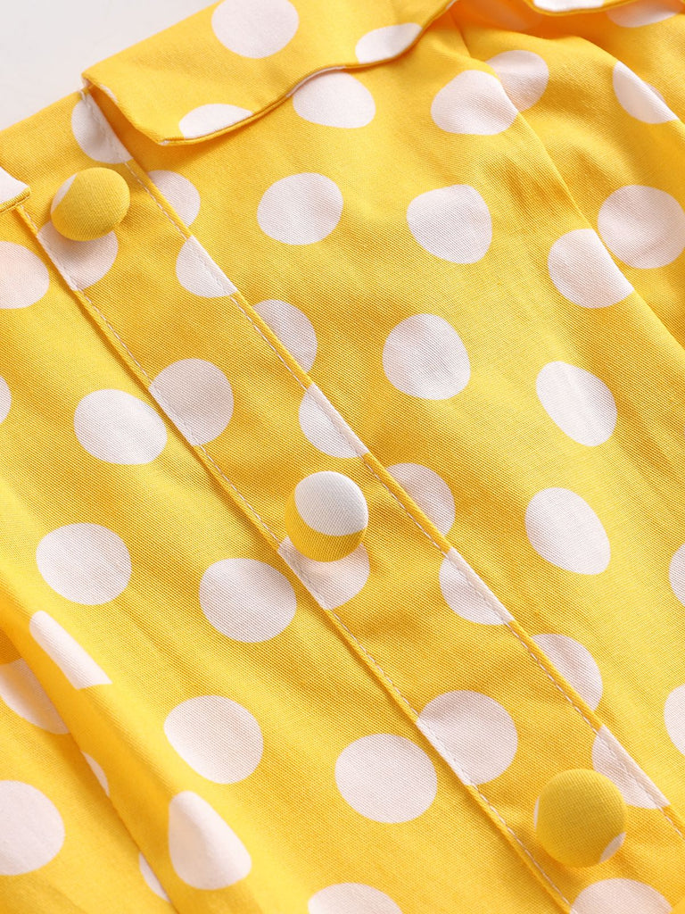 Yellow 1950s Polka Dot Straps Swing Dress — vintage elegance for the modern woman