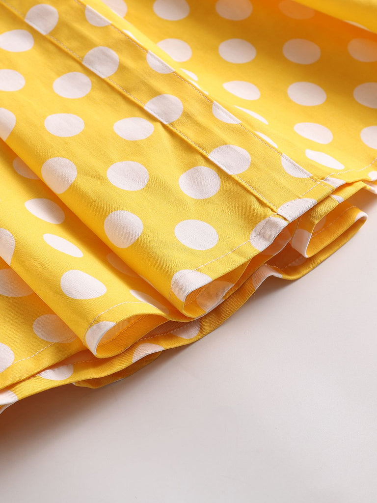 Yellow 1950s Polka Dot Straps Swing Dress — vintage elegance for the modern woman