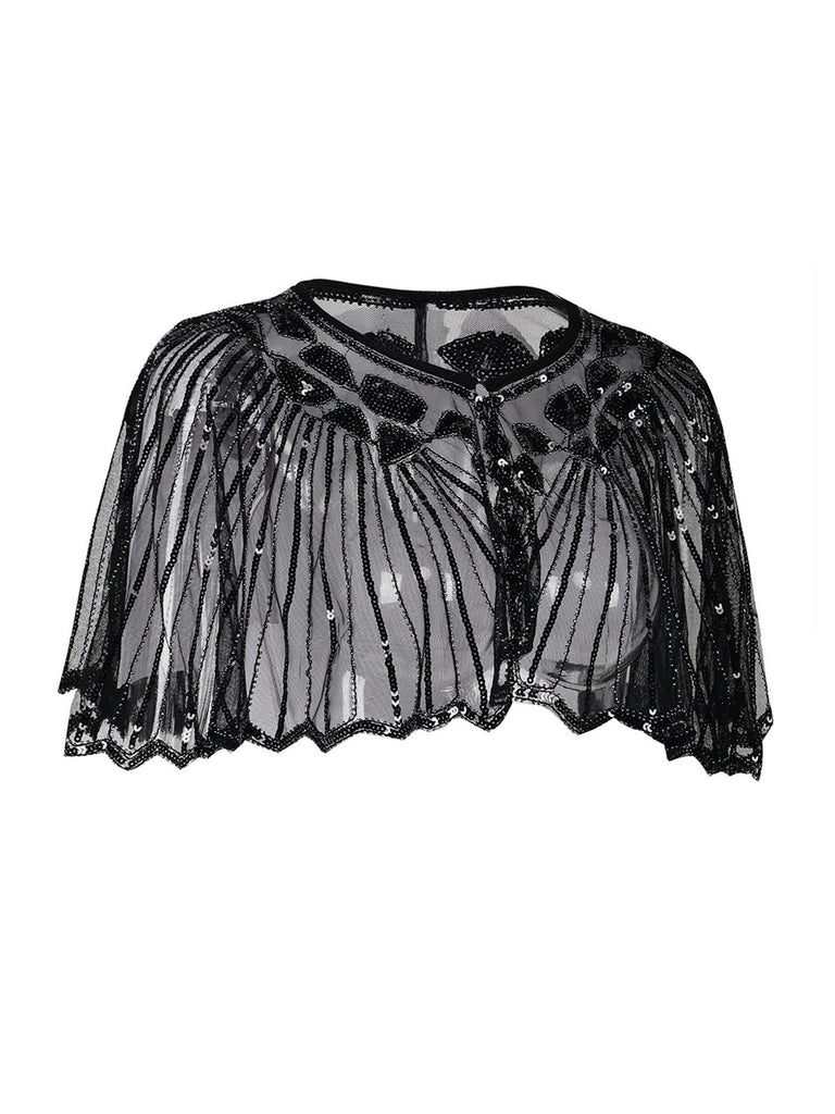1920s Shawl Beaded Sequin Flapper Cape