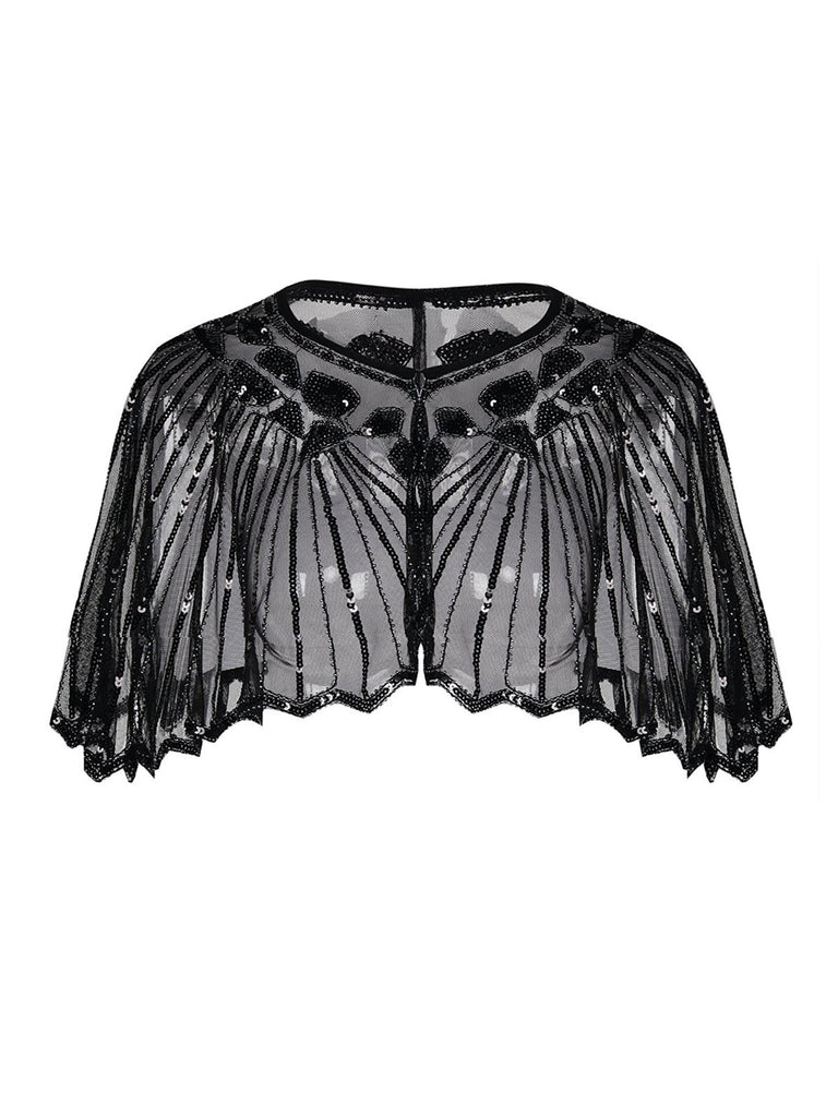 1920s Shawl Beaded Sequin Flapper Cape