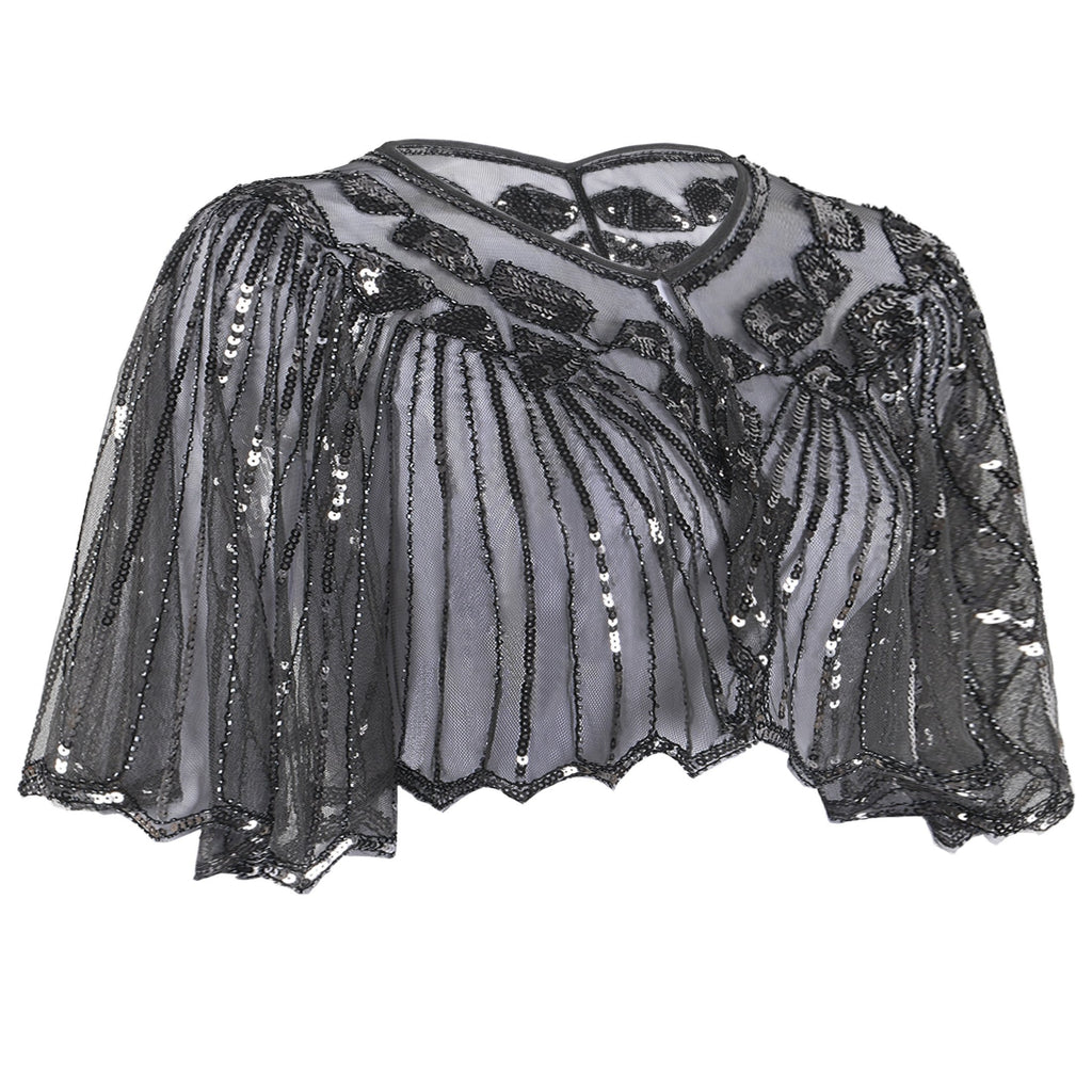 1920s Shawl Beaded Sequin Flapper Cape