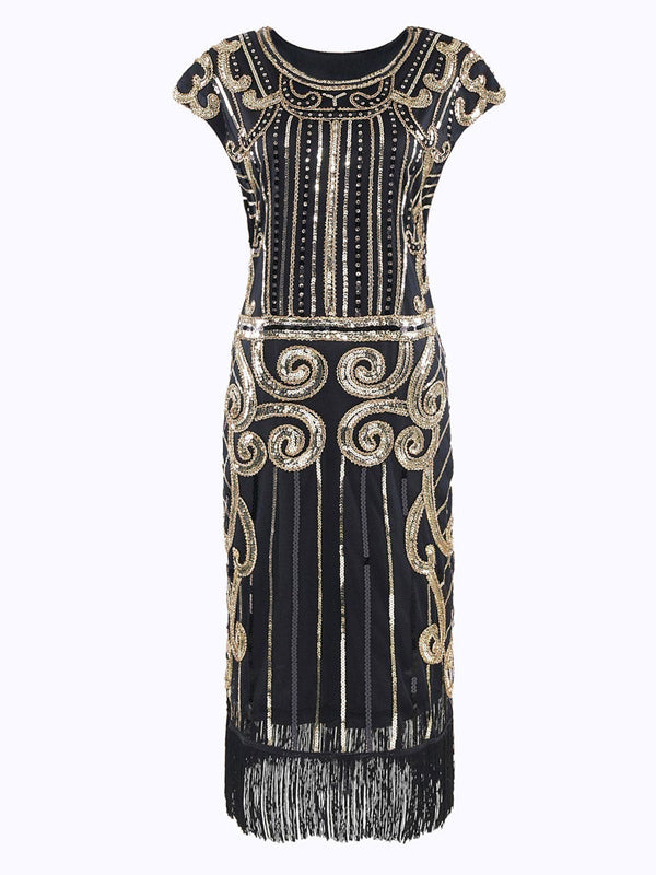 [US Warehouse] Black 1920s Sequined Flapper Dress